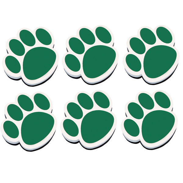 Ashley Productions Magnetic Whiteboard Eraser, Green Paw, PK6 10001